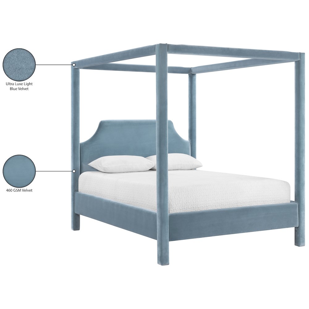 Dawson Light Blue Velvet Upholstered Full Bed