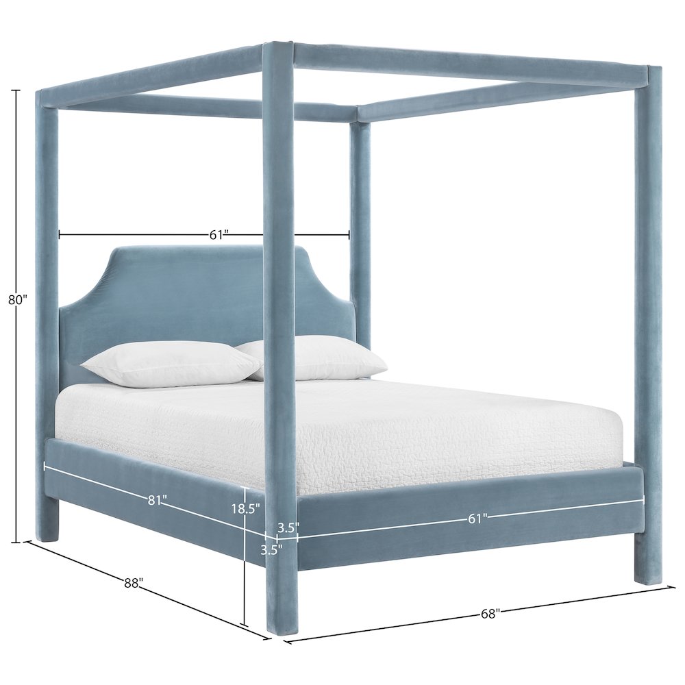 Dawson Light Blue Velvet Upholstered Queen Bed