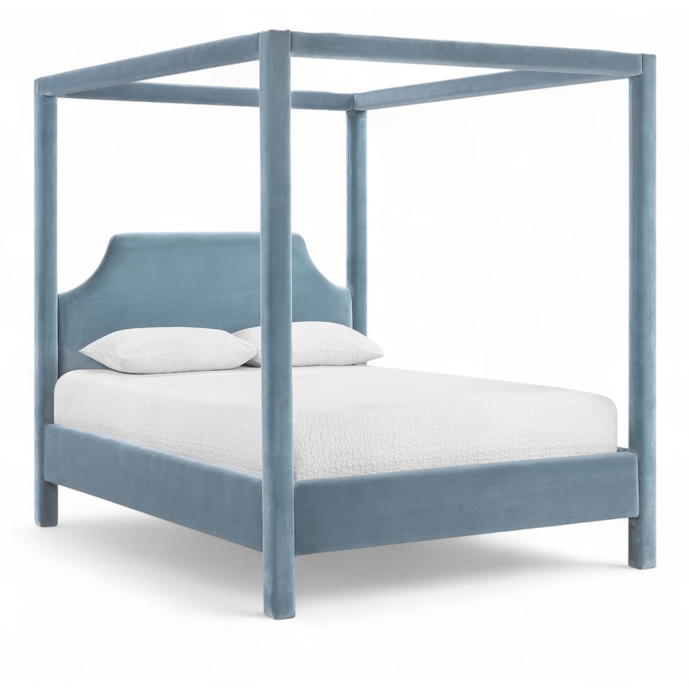 Dawson Light Blue Velvet Upholstered Queen Bed