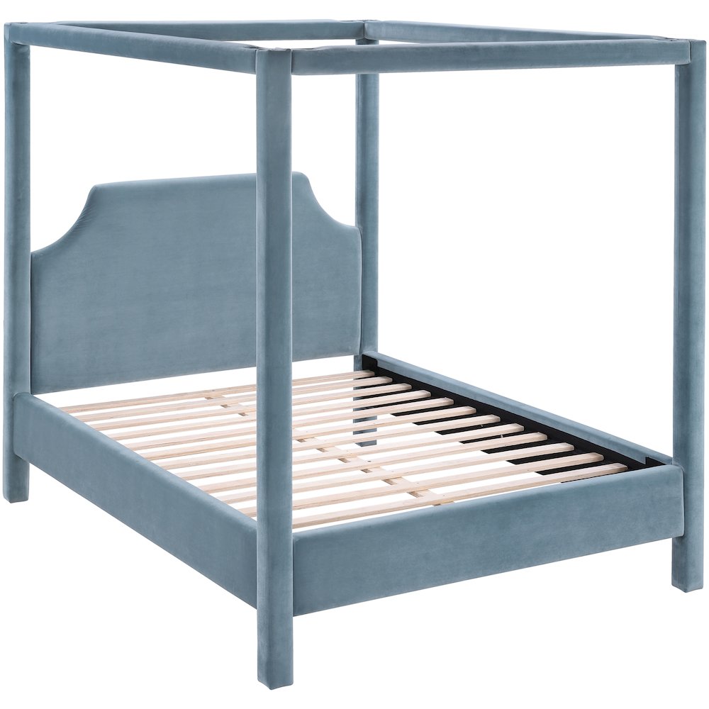 Dawson Light Blue Velvet Upholstered Queen Bed