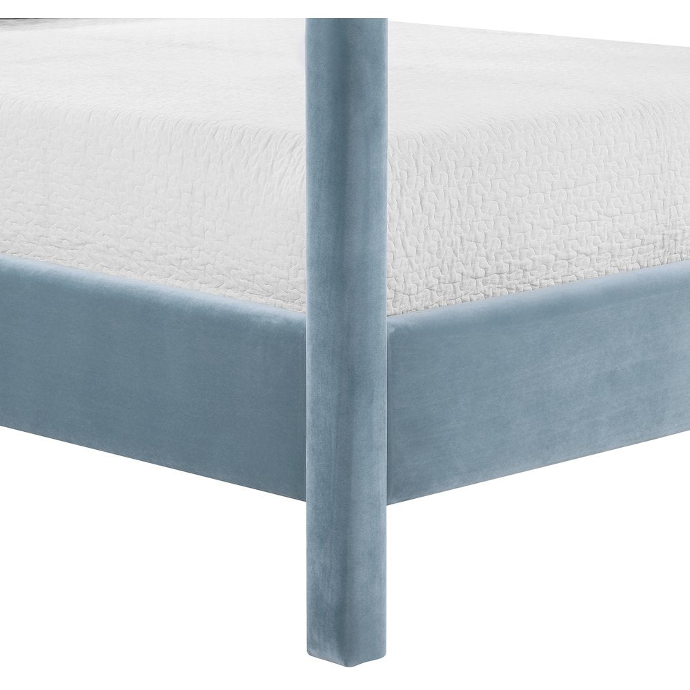 Dawson Light Blue Velvet Upholstered Queen Bed