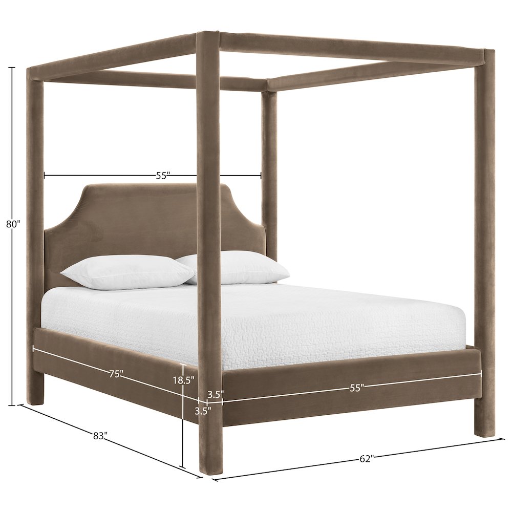 Dawson Taupe Velvet Upholstered Full Bed