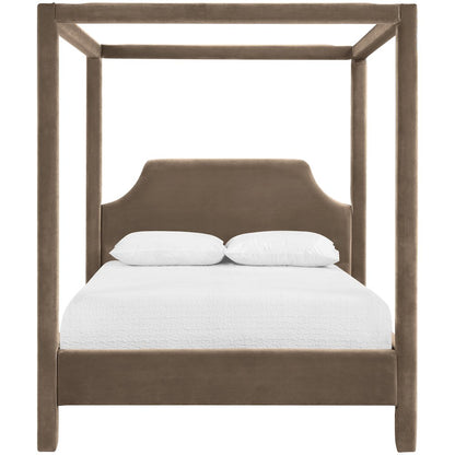 Dawson Taupe Velvet Upholstered Full Bed