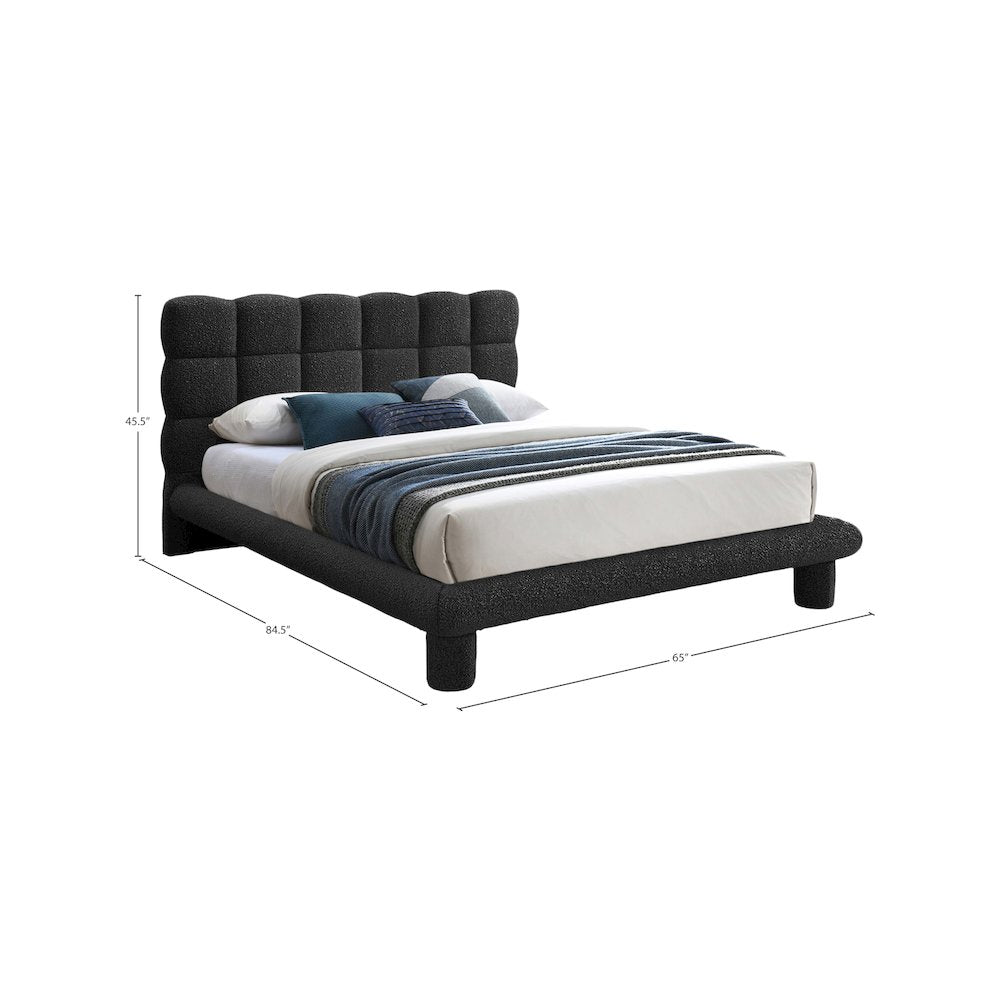 Deco Black Boucle Fabric Full Bed