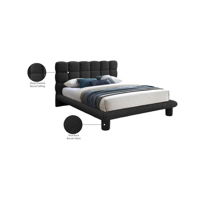 Deco Black Boucle Fabric Full Bed