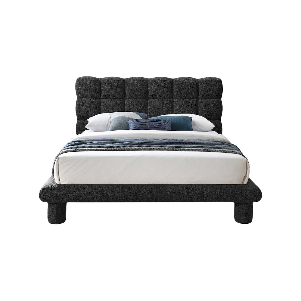 Deco Black Boucle Fabric Full Bed