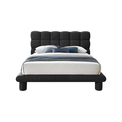 Deco Black Boucle Fabric Queen Bed