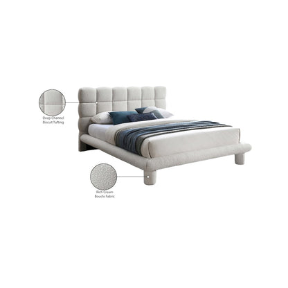 Deco Cream Boucle Fabric King Bed