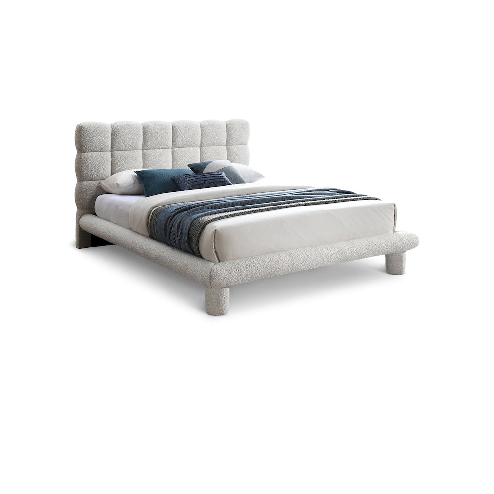 Deco Cream Boucle Fabric King Bed