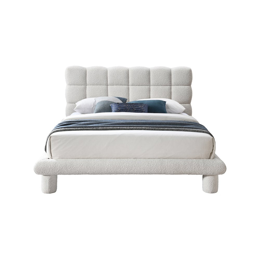 Deco Cream Boucle Fabric King Bed