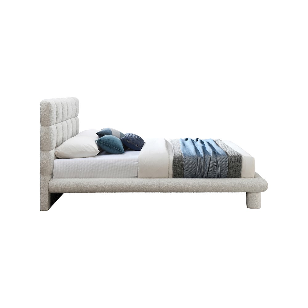 Deco Cream Boucle Fabric King Bed