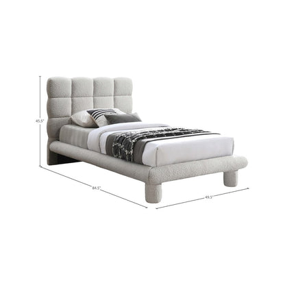 Deco Cream Boucle Fabric Twin Bed