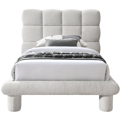 Deco Cream Boucle Fabric Twin Bed