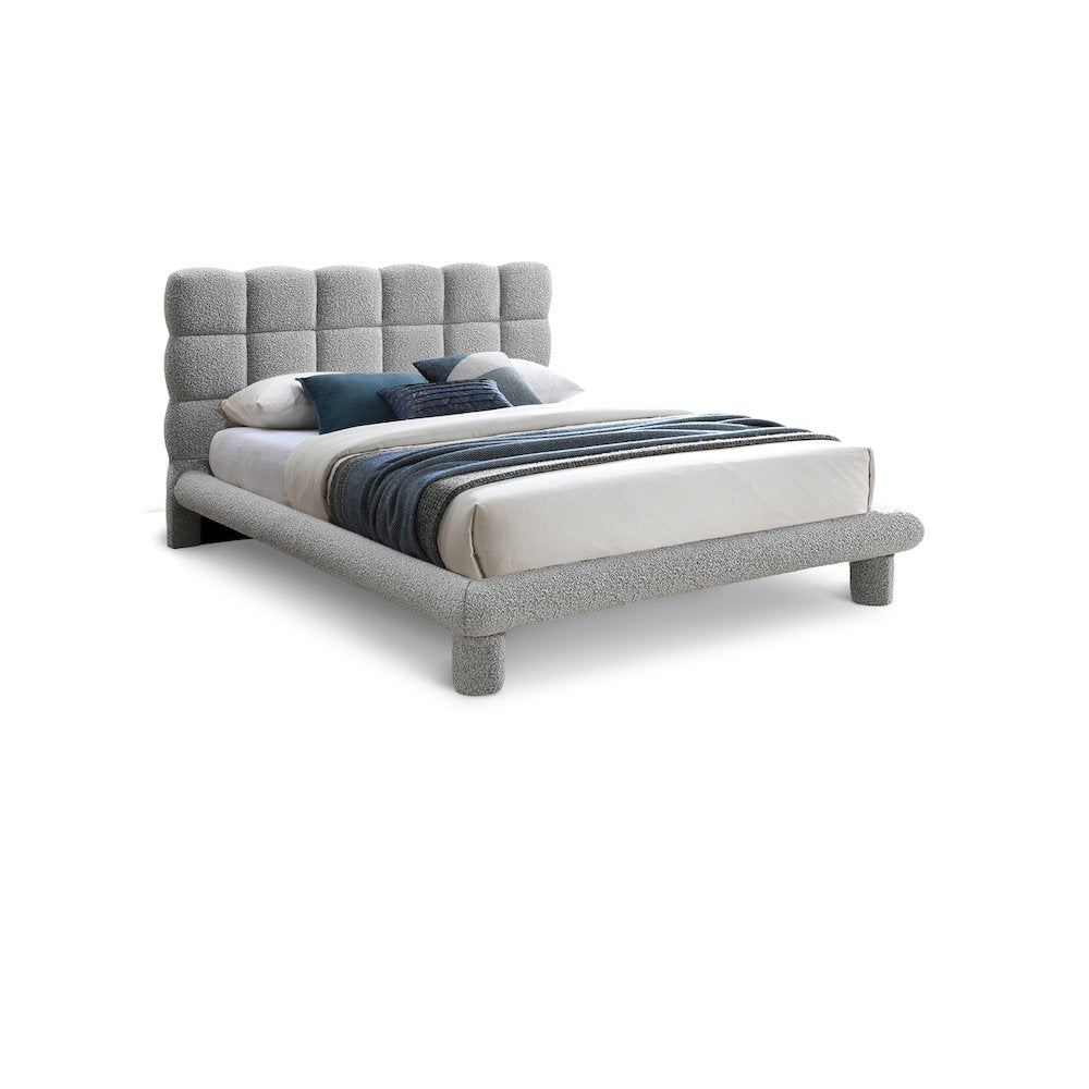Deco Grey Boucle Fabric Full Bed