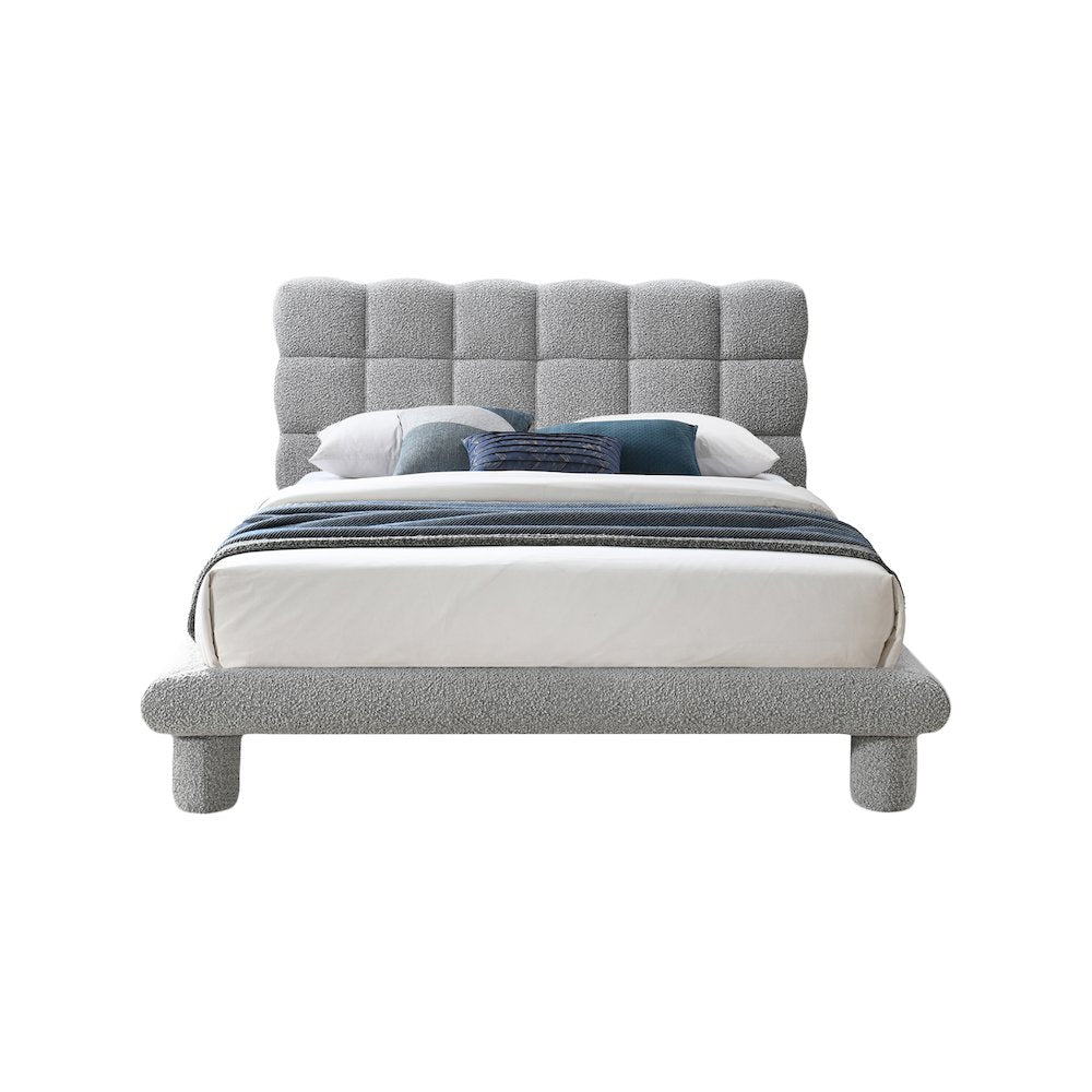 Deco Grey Boucle Fabric Full Bed