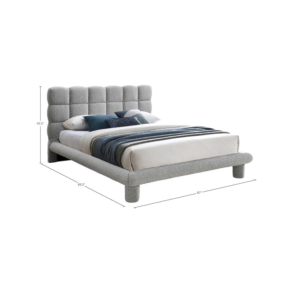 Deco Grey Boucle Fabric King Bed