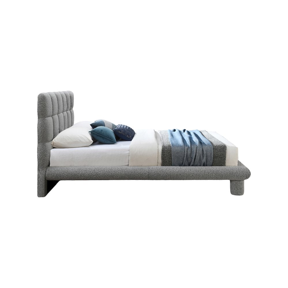 Deco Grey Boucle Fabric King Bed