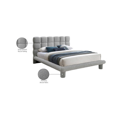 Deco Grey Boucle Fabric Queen Bed