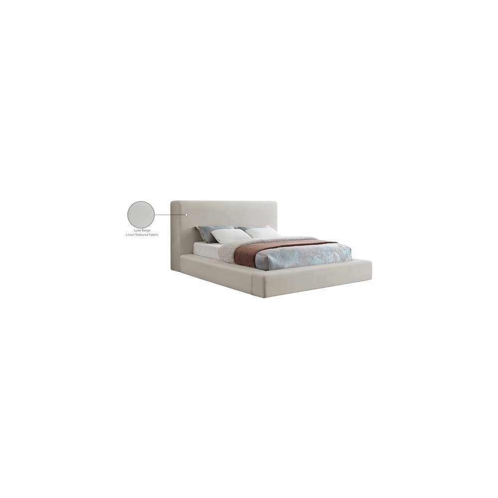 Devin Beige Linen Textured Fabric Full Bed