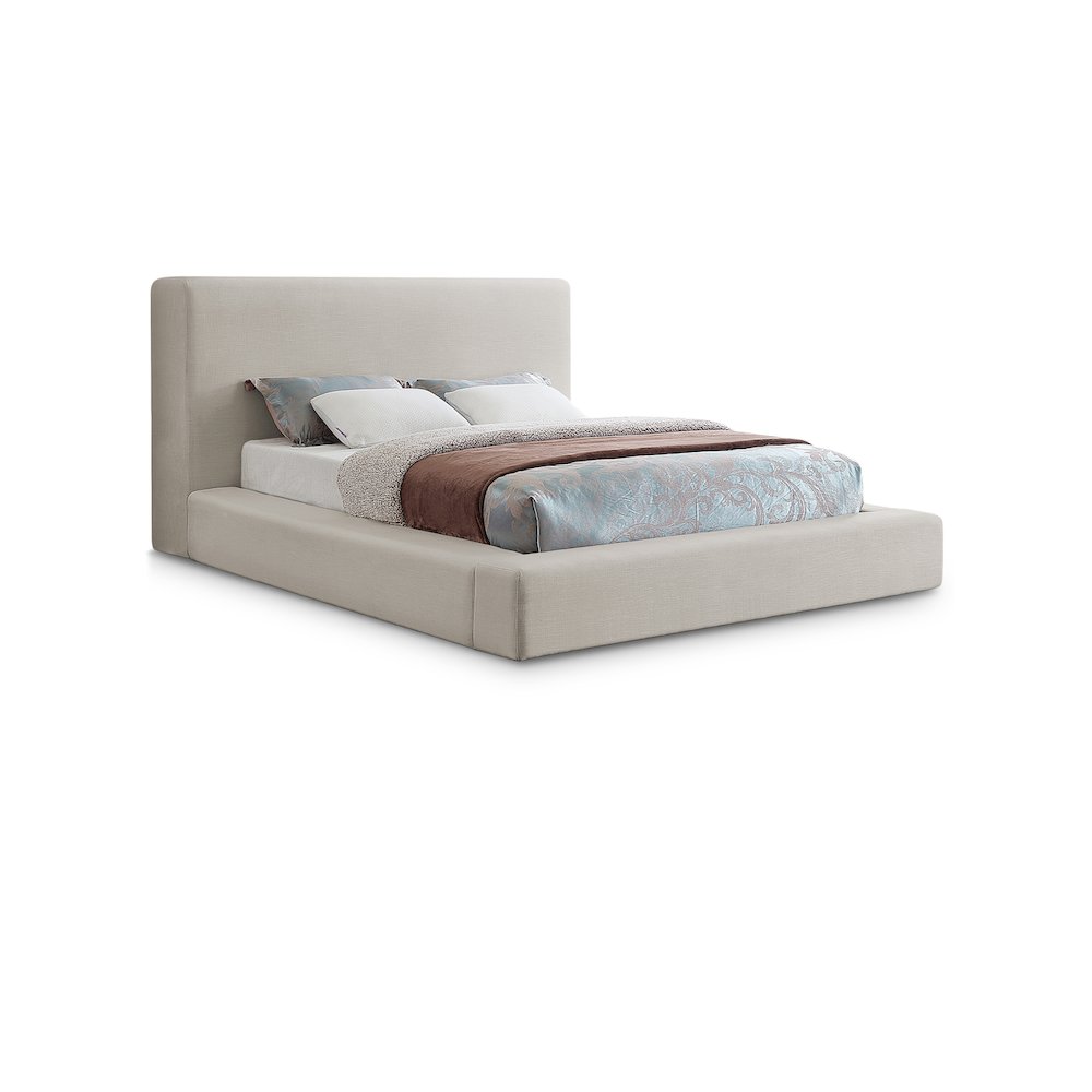 Devin Beige Linen Textured Fabric Full Bed