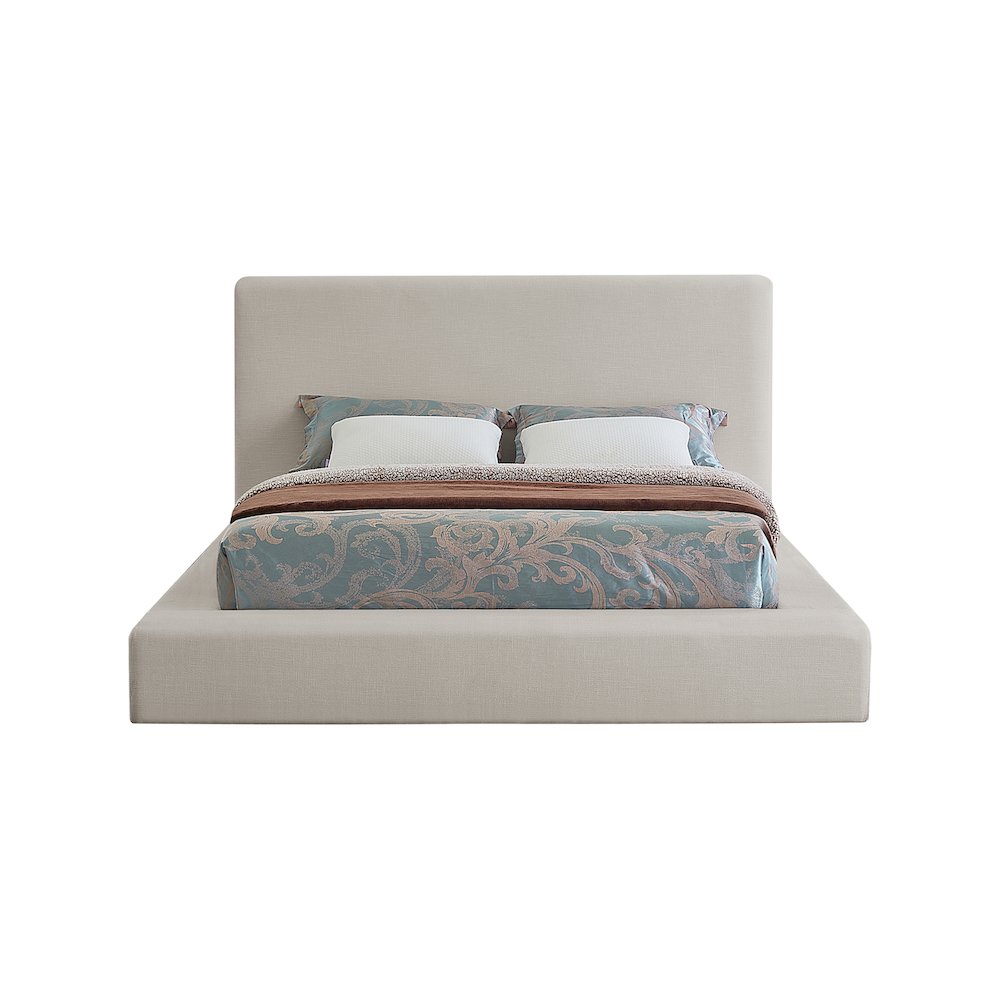 Devin Beige Linen Textured Fabric Full Bed