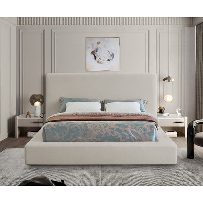 Devin Beige Linen Textured Fabric Full Bed