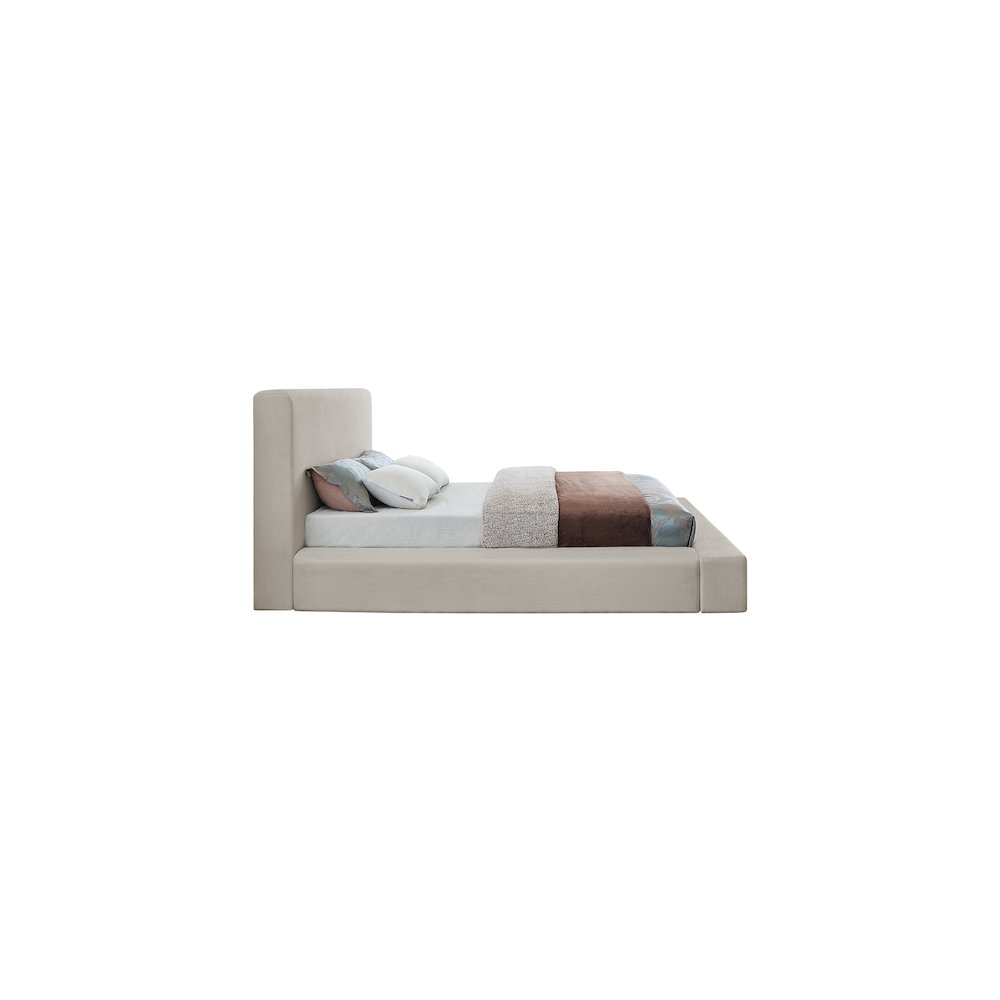 Devin Beige Linen Textured Fabric Full Bed