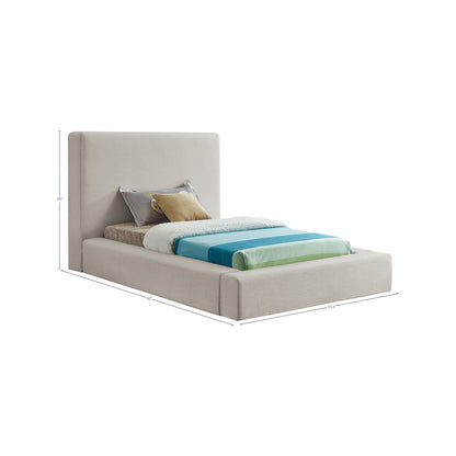 Devin Beige Linen Textured Fabric Twin Bed