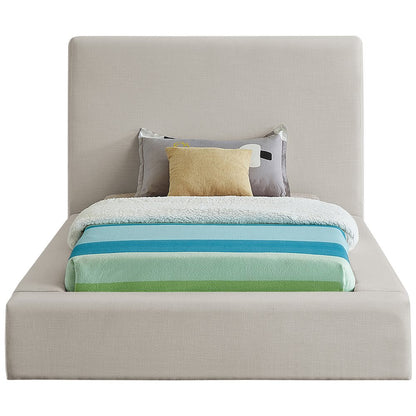 Devin Beige Linen Textured Fabric Twin Bed