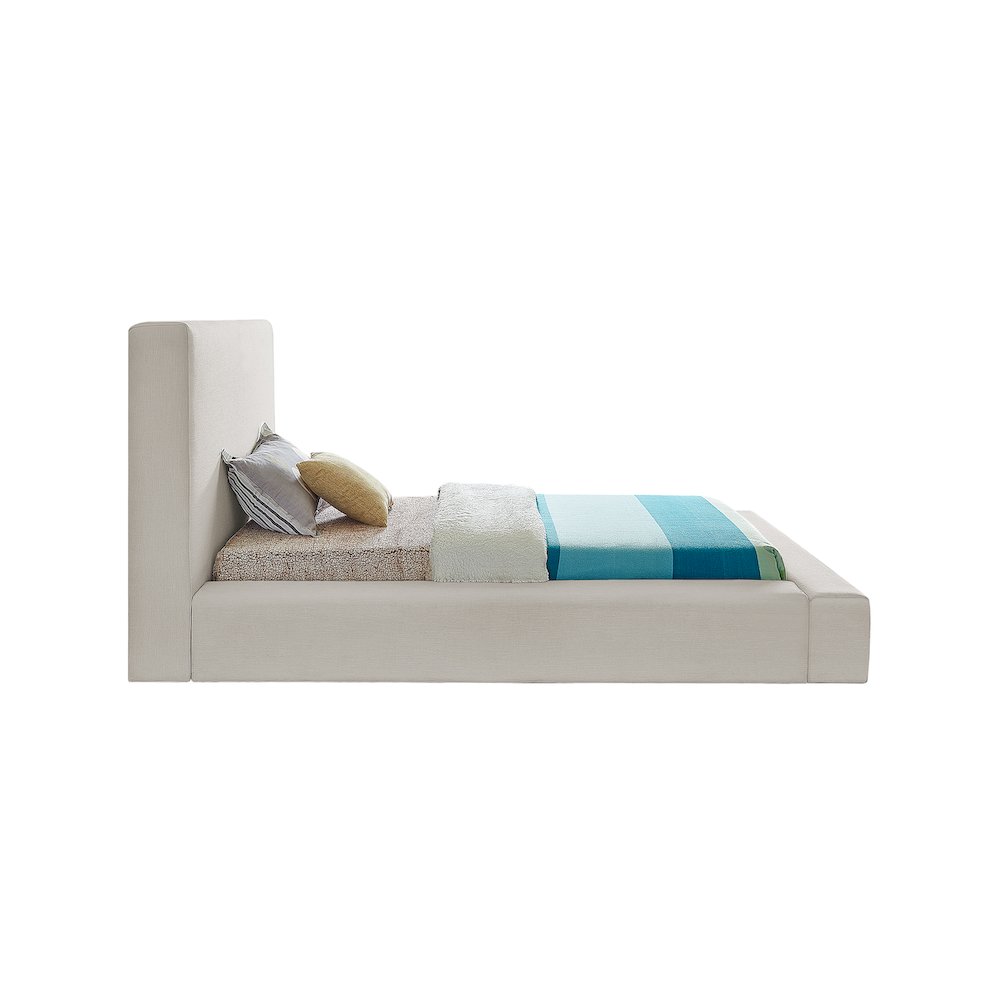 Devin Beige Linen Textured Fabric Twin Bed