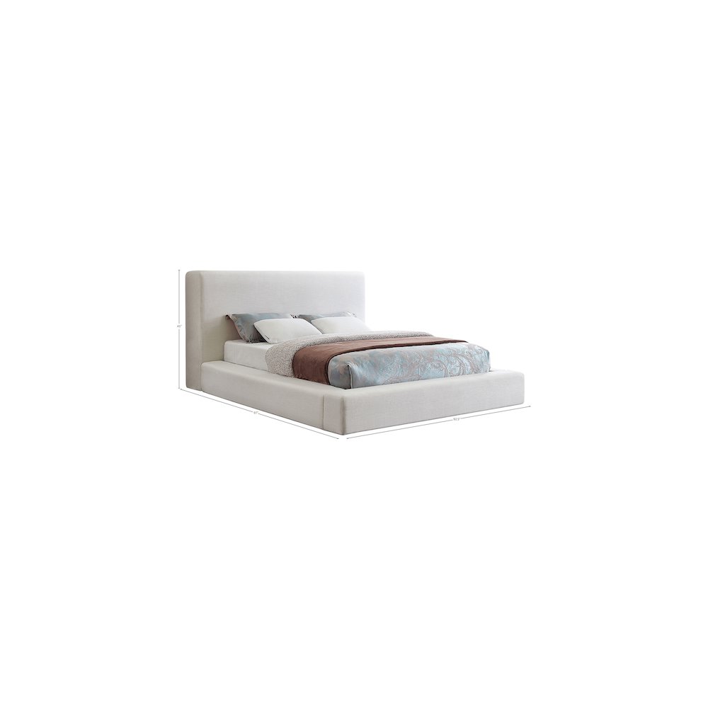 Devin Cream Linen Textured Fabric King Bed