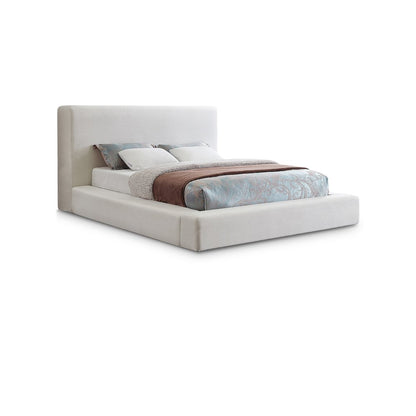 Devin Cream Linen Textured Fabric King Bed