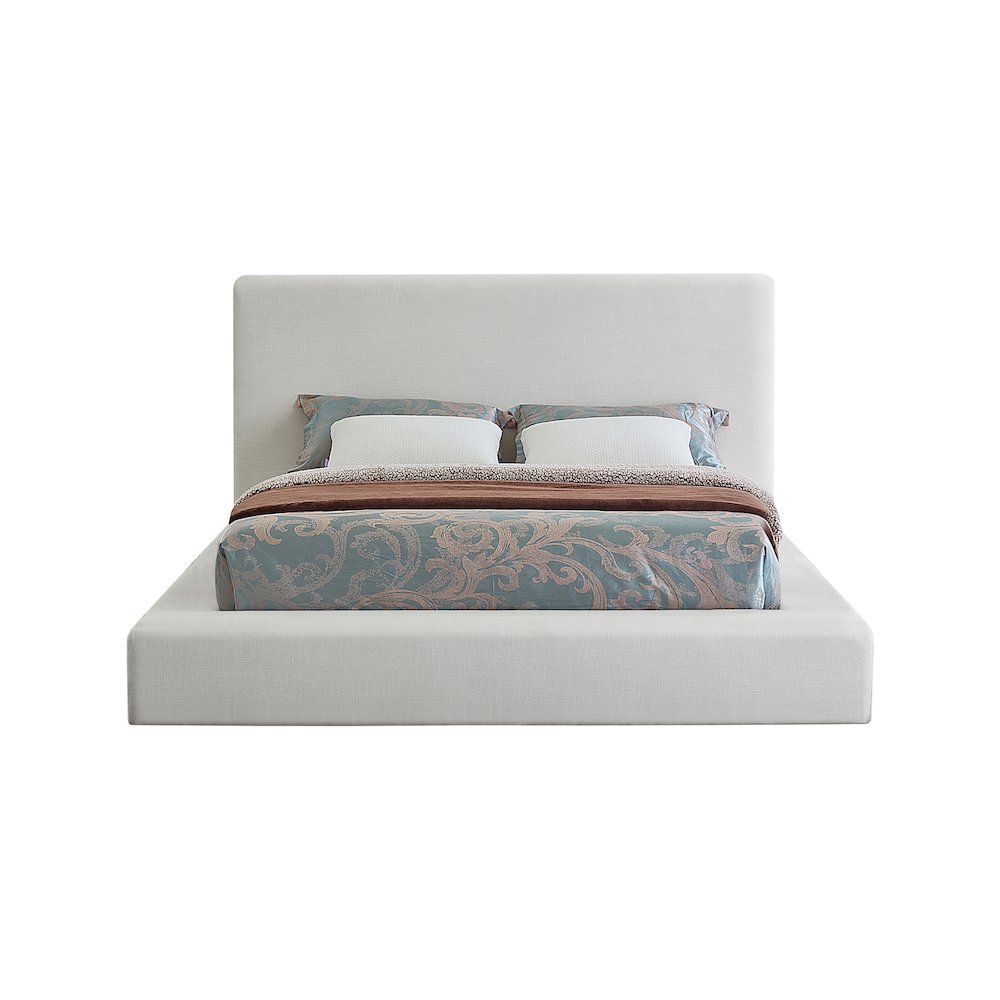 Devin Cream Linen Textured Fabric King Bed