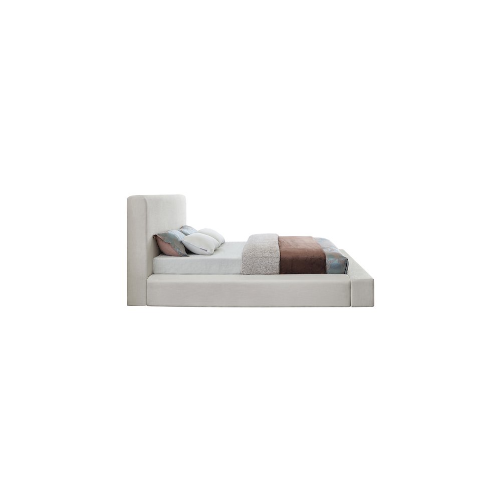 Devin Cream Linen Textured Fabric King Bed