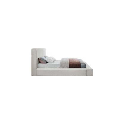 Devin Cream Linen Textured Fabric King Bed