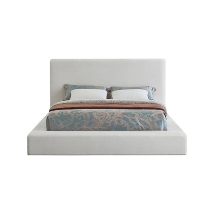 Devin Cream Linen Textured Fabric Queen Bed