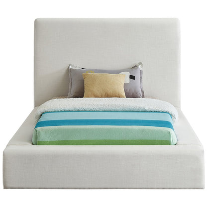 Devin Cream Linen Textured Fabric Twin Bed