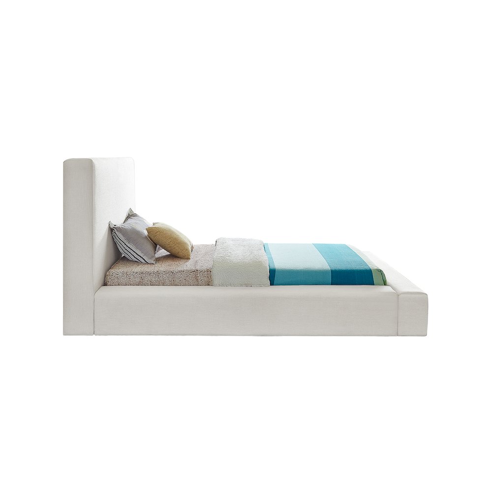 Devin Cream Linen Textured Fabric Twin Bed