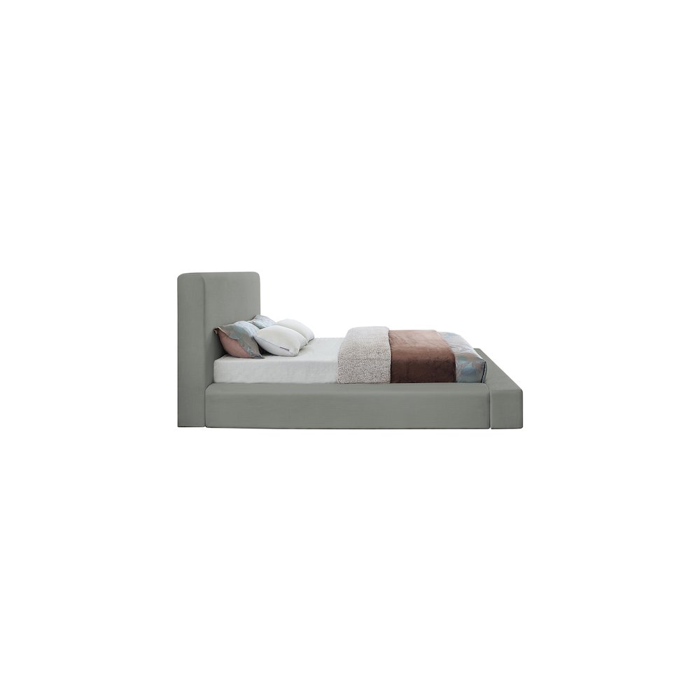 Devin Grey Linen Textured Fabric Queen Bed