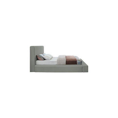 Devin Grey Linen Textured Fabric Queen Bed