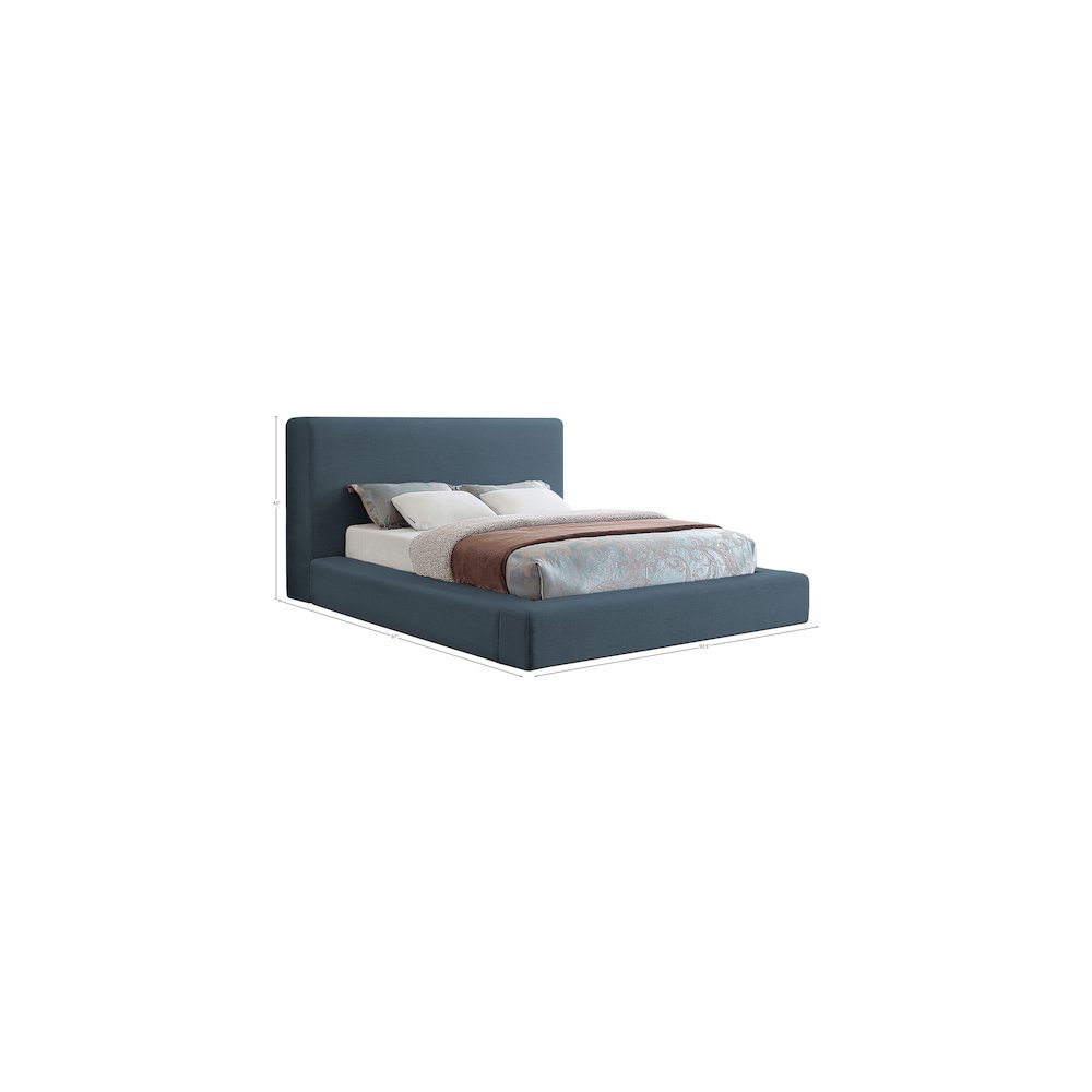 Devin Navy Linen Textured Fabric King Bed