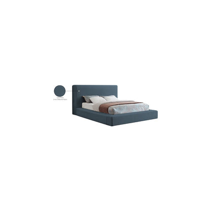 Devin Navy Linen Textured Fabric King Bed