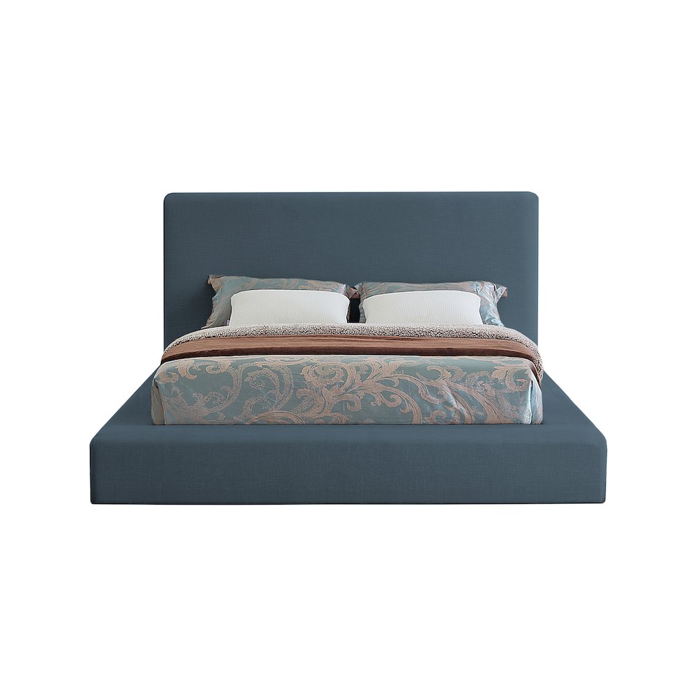 Devin Navy Linen Textured Fabric King Bed