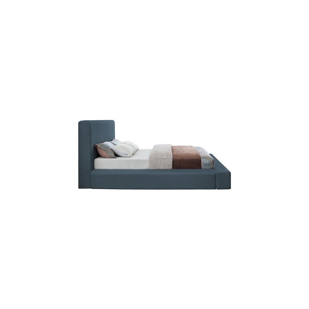 Devin Navy Linen Textured Fabric Queen Bed