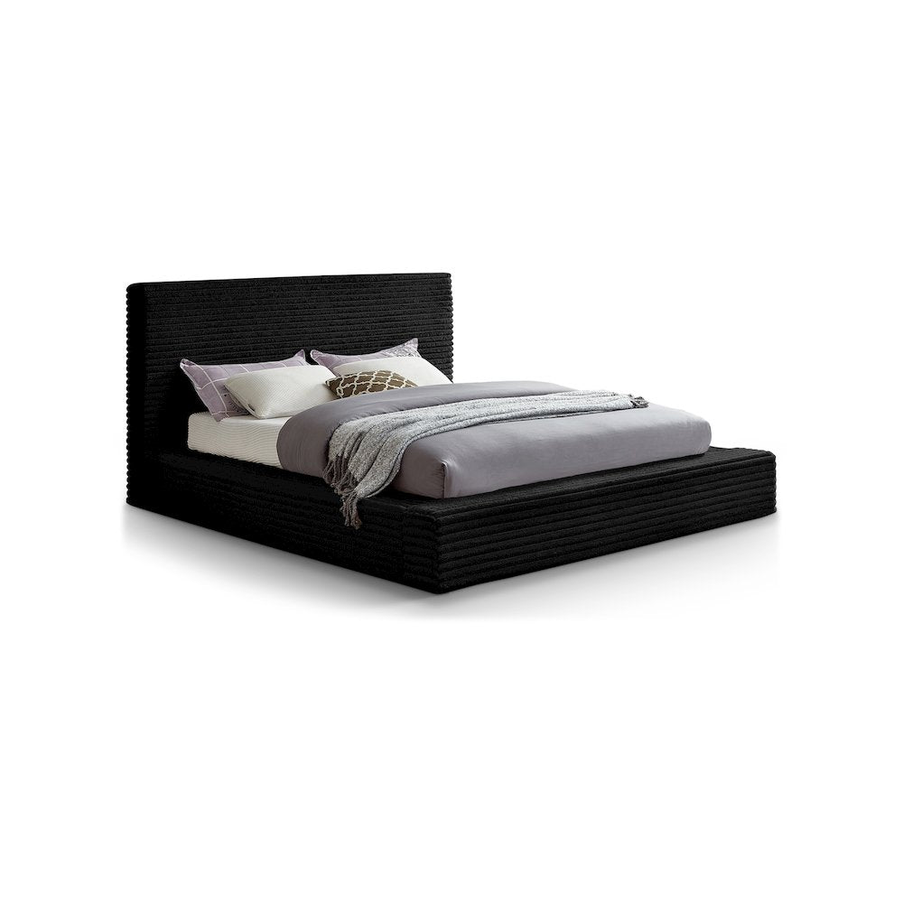 Dexter Black Corduroy Fabric King Bed