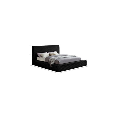 Dexter Black Corduroy Fabric Queen Bed
