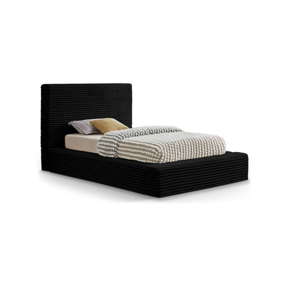 Dexter Black Corduroy Fabric Twin Bed