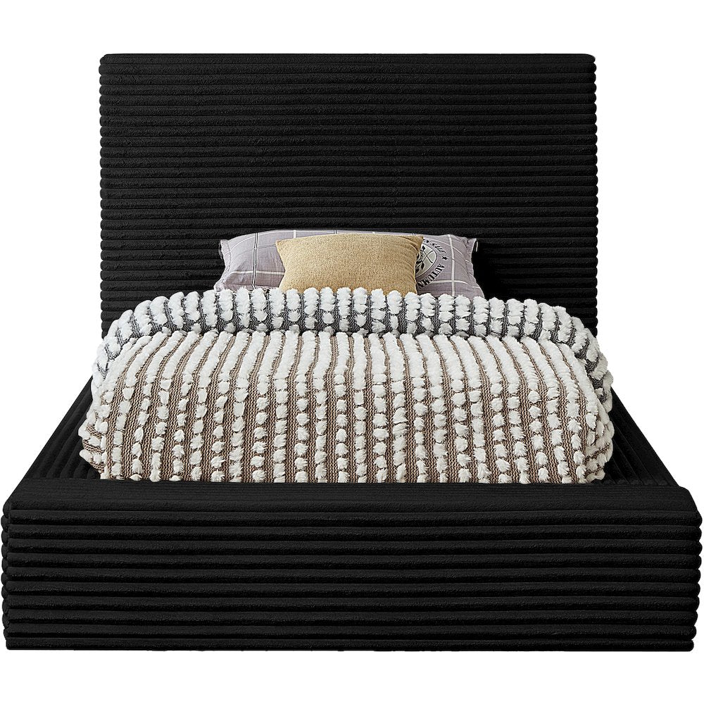 Dexter Black Corduroy Fabric Twin Bed