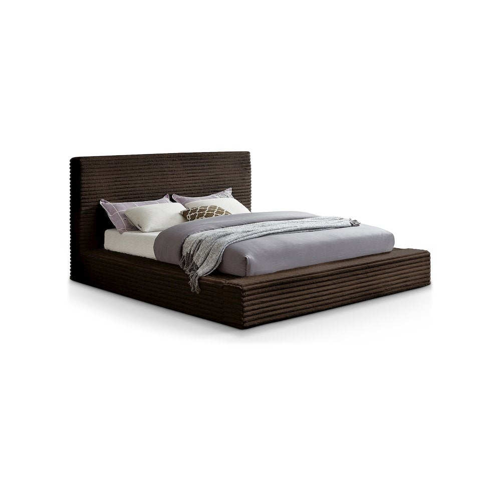 Dexter Brown Corduroy Fabric Queen Bed