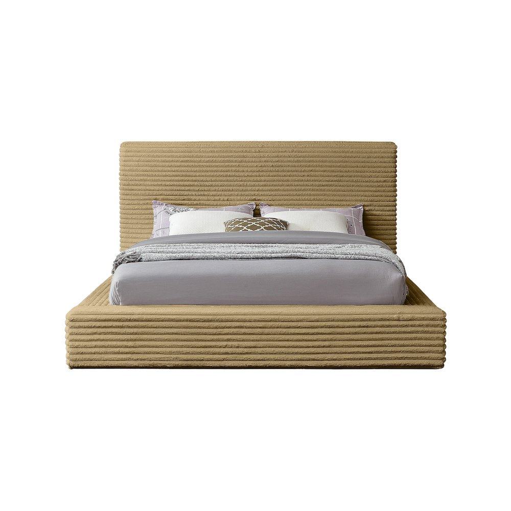 Dexter Camel Corduroy Fabric King Bed
